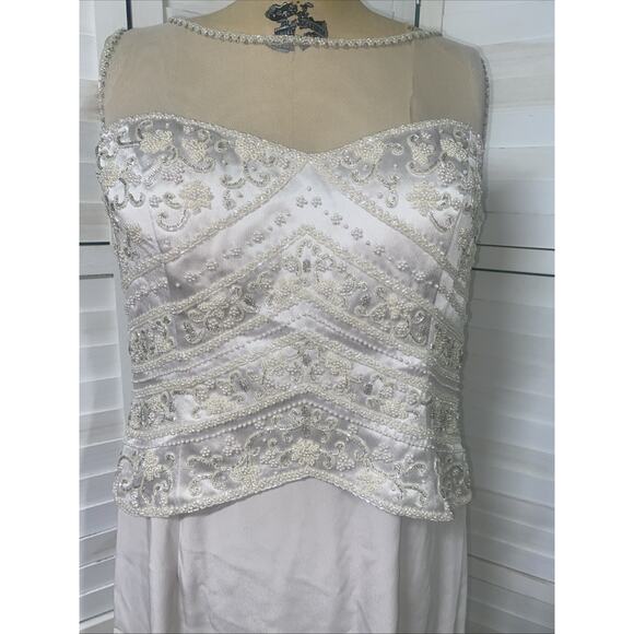Cameron Blake by Mon Cheri Mother Of The Bride Dress Gown Beige Off White Sz 14 - Picture 2 of 13